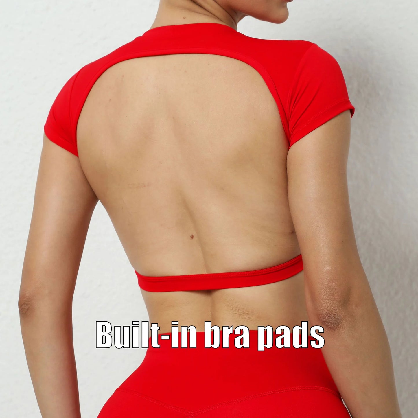 Women’s Sports Crop Top – Breathable Backless Yoga & Gym Shirt
