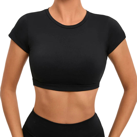 Women’s Sports Crop Top – Breathable Backless Yoga & Gym Shirt